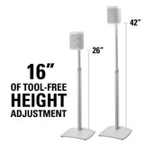 Floor Stands for Sonos One Pair- White adjustable height by HiFi by Design